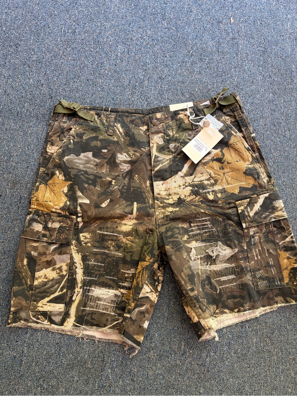 MNML Men's Camo Cargo Shorts in Green and Brown